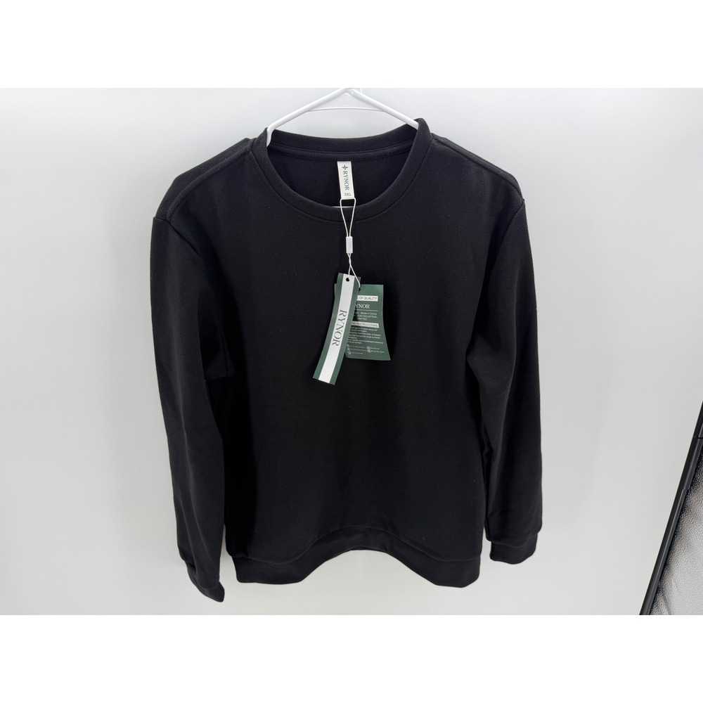 RYNOR Sweatshirt Women Medium Black New Cotton Blend Crewneck Pullover